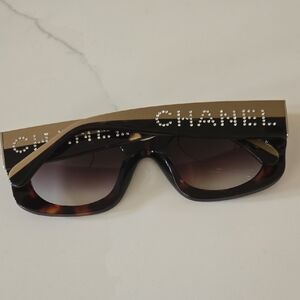 Chanel Rhinestone Logo Tortoiseshell Sunglasses - Brown Gradient